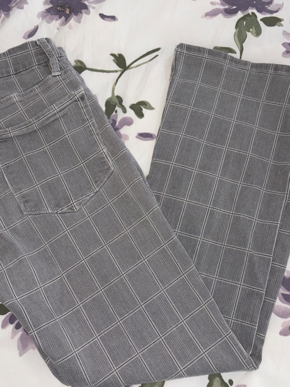 Frame Denim Gray Plaid Bootcut Jeans